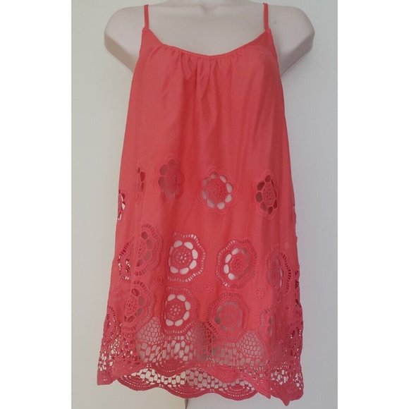 Coral Tops - NWT LIV LOS ANGELES CORAL EMBROIDERED  LACE SPAGHETTI STRAP TANK TOP SZ LARGE